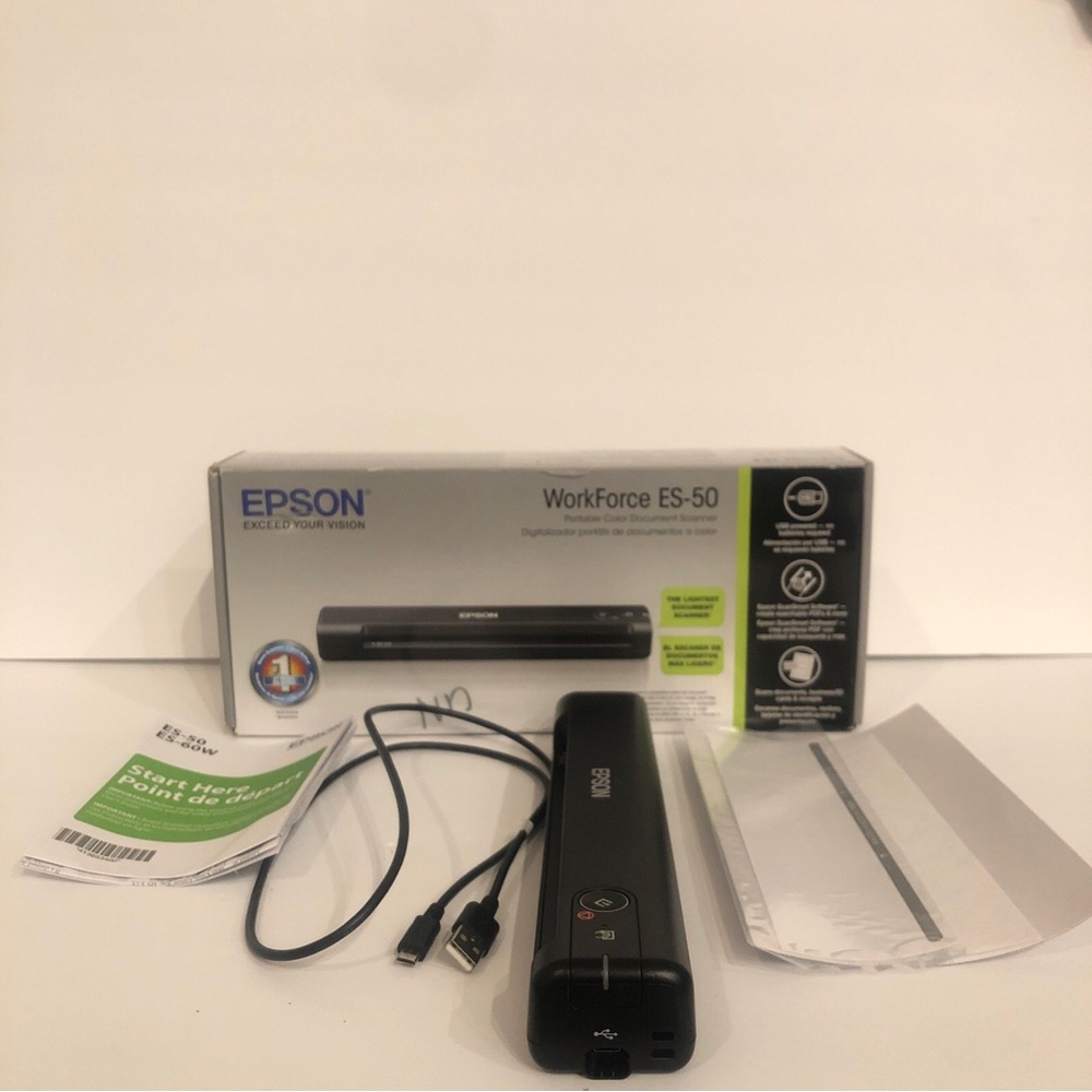 Epson ES-50 WorkForce Portable Color Document Business ID Card Scanner Black